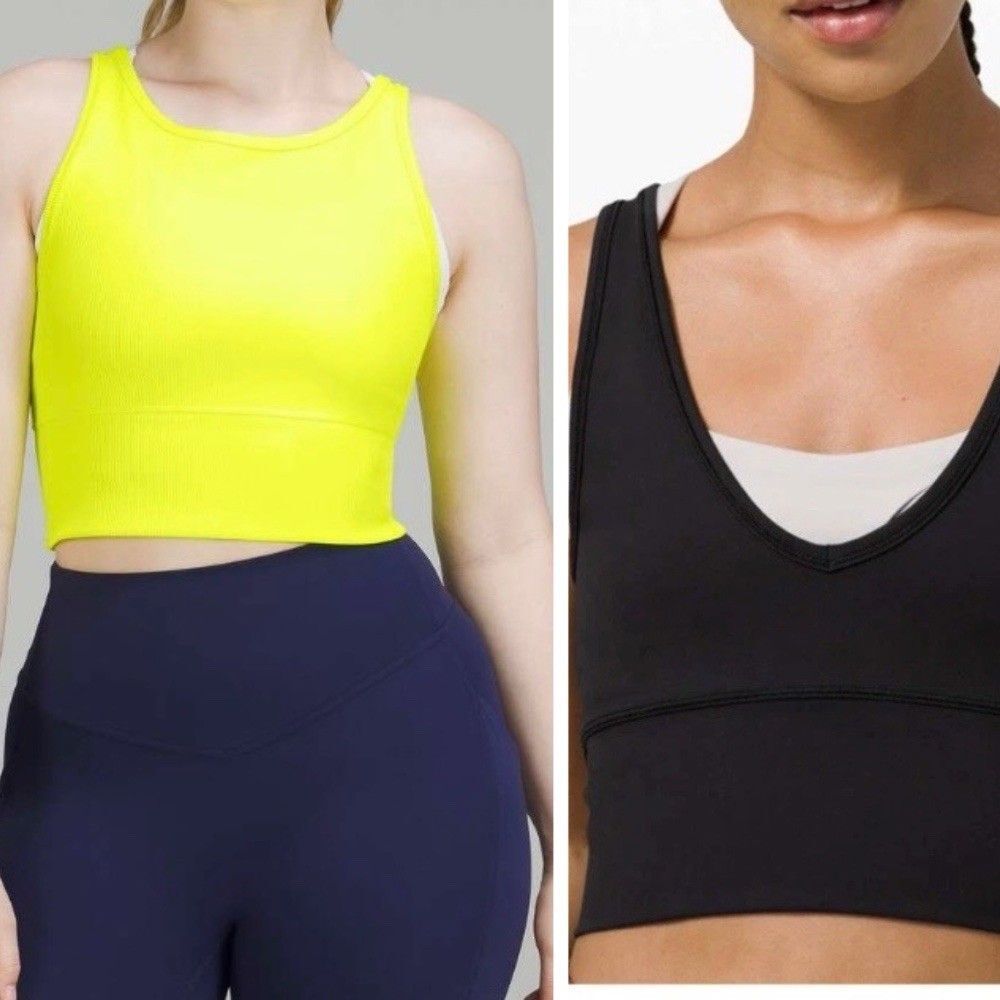 Lululemon BUNDLE OF 2 Power Pivot Tank BLACK /YELLOW Size 4